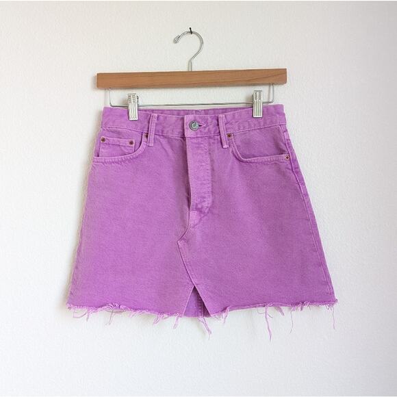 Grlfrnd Milla 100% Cotton Denim Mini Skirt in Electric Purple, size 25 - Picture 1 of 9